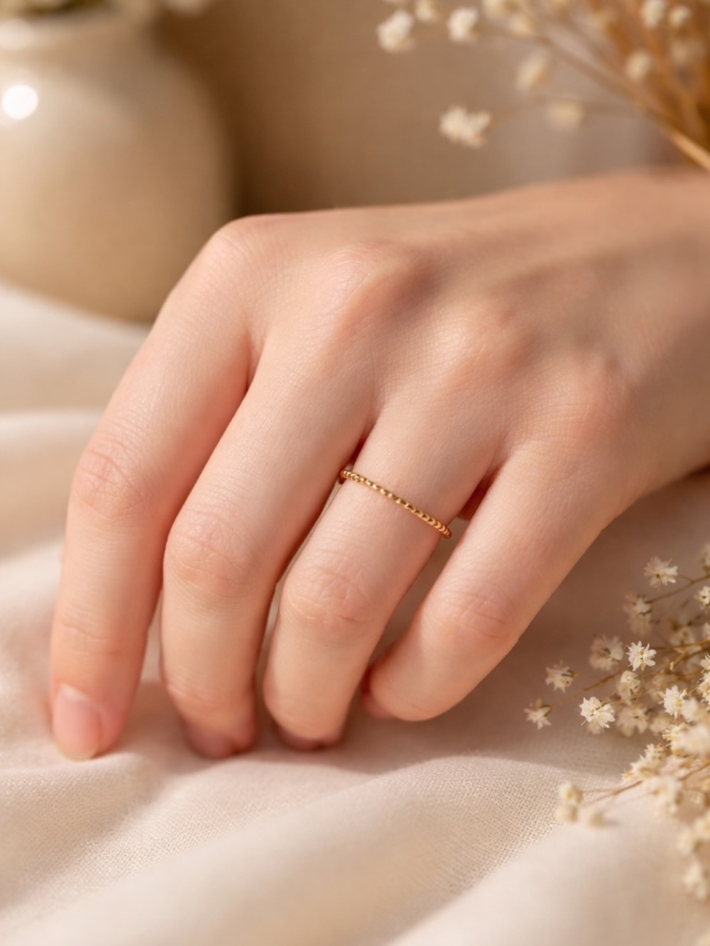 Minimalist Gold Chain Ring | Elegant Thin Stackable Band Size 6 NEW